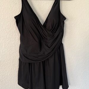Miraclesuit Stylish Black Draped Swimsuit